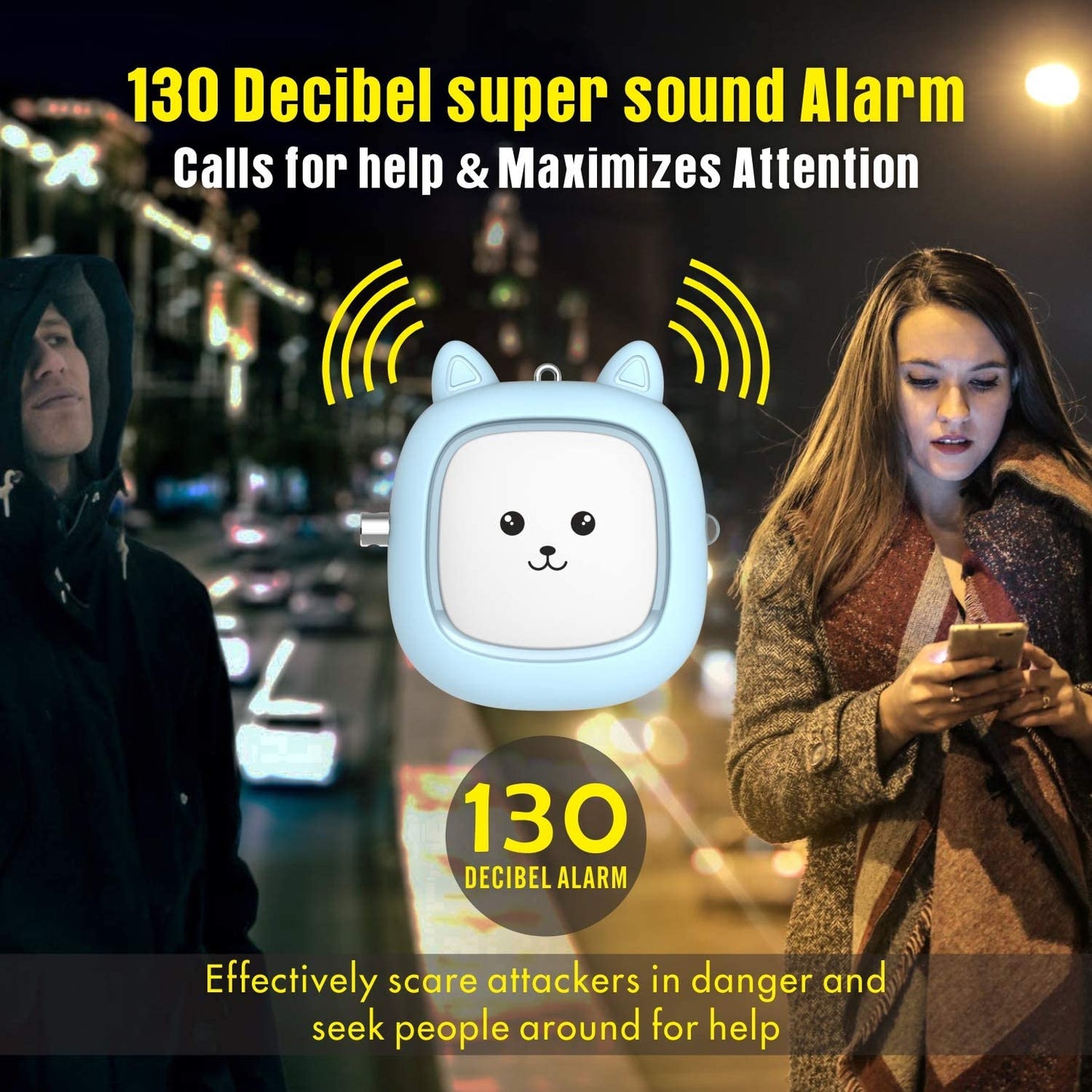 Safe Sound Personal Alarm, VIGOROAD 3 Pack 130 dB Loud Siren Song Emergency Self-Defense Security Alarm Keychain with LED Light, Personal Sound Safety Siren for Women, Men, Children, Elderly