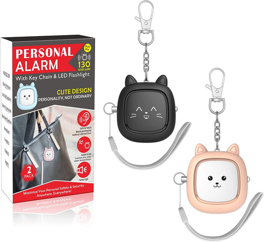 Safe Sound Personal Alarm,2 Pack 130 dB Loud Siren Song Emergency Safety Alarm Keychain with LED Light, Self Defense Siren - Safety Alarm for Women, Men, Children,Elderly