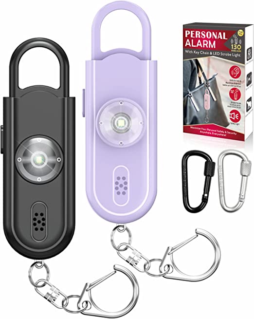 Safe Sound Personal Alarm, 2 Pack 130 dB Loud Siren Song Emergency Security Alarm Keychain with Strobe LED Light, Personal Sound Safety Siren for Women, Men, Children, Elderly